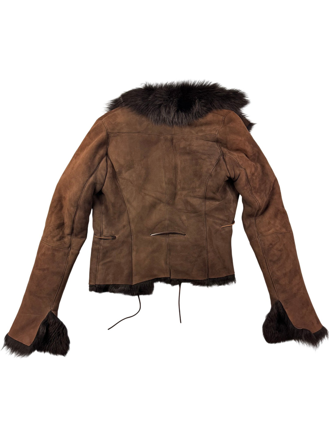 Ventcouvert Brown Shearling Fur Trim Jacket - S - Think Vintage ltd