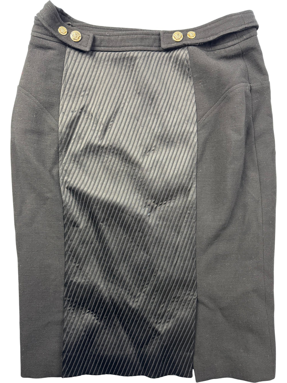 Versace Button Detail Midi Skirt - W30 - Think Vintage ltd