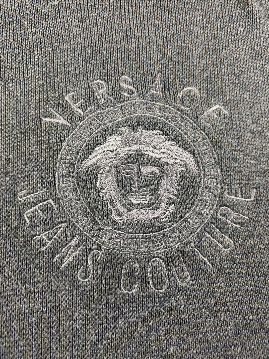 Versace Grey Long Sleeve Sweater - L - Think Vintage Online Ltd