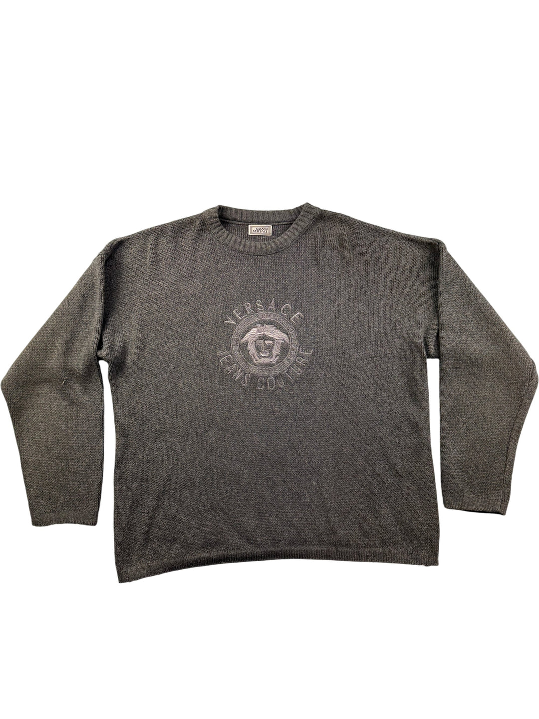 Versace Grey Long Sleeve Sweater - L - Think Vintage ltd
