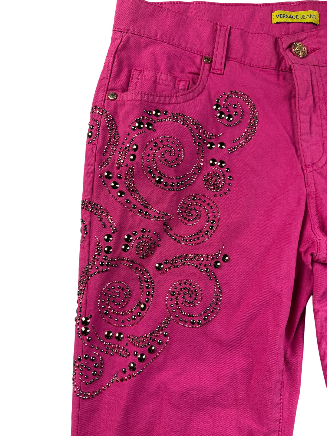 Versace Pink Embellished Jeans - W29 L34 - Think Vintage Online Ltd