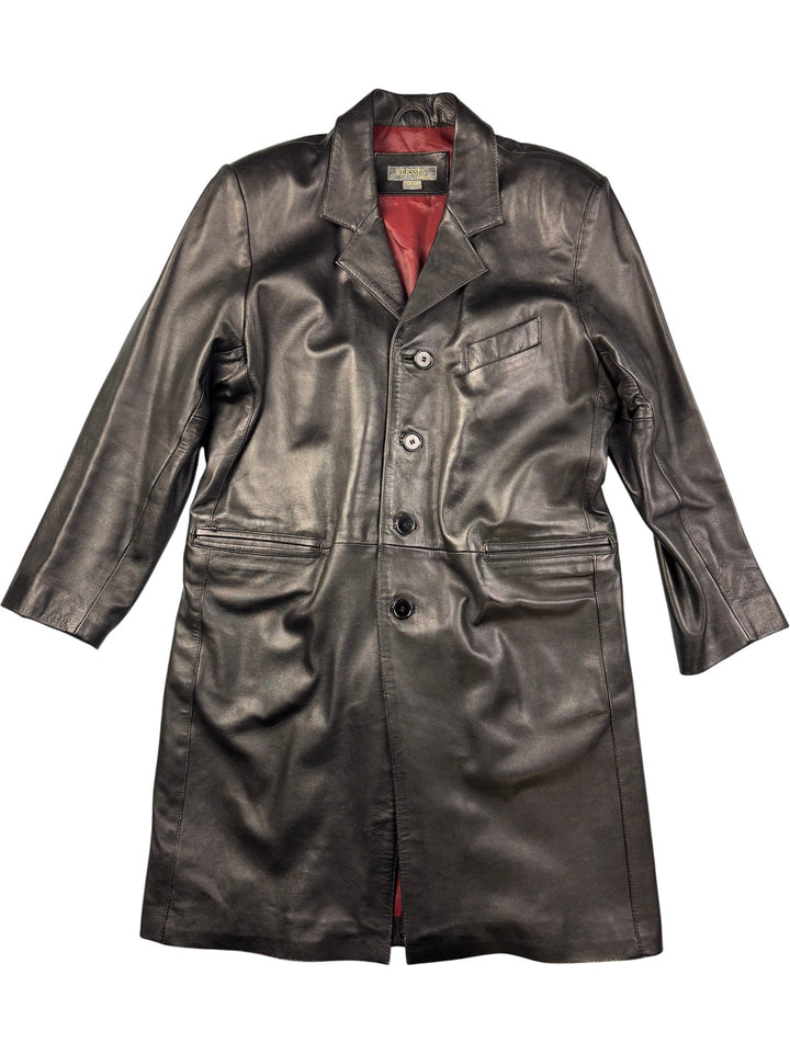 Versses London Leather Trench Coat - XL - Think Vintage ltd
