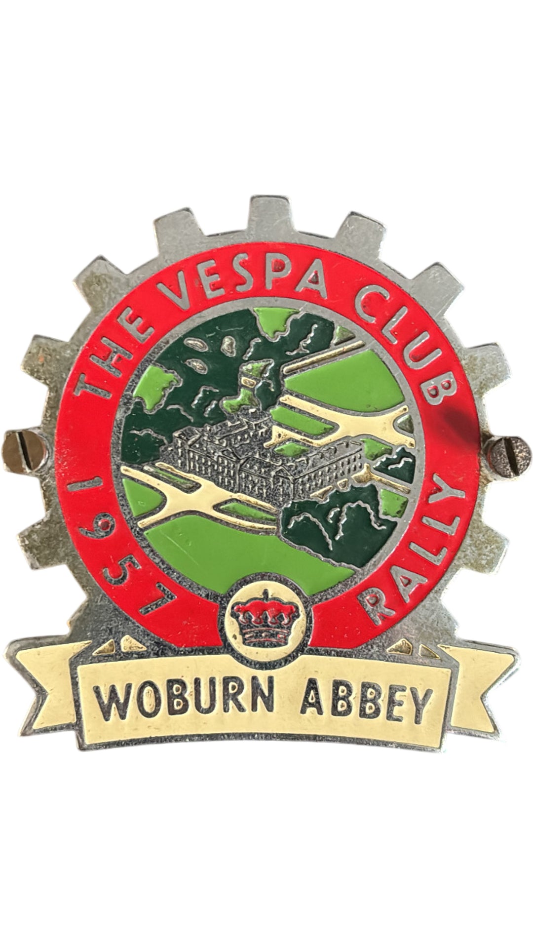 Vespa Club Rally 1957 Woburn Abbey Badge Emblem - Think Vintage ltd
