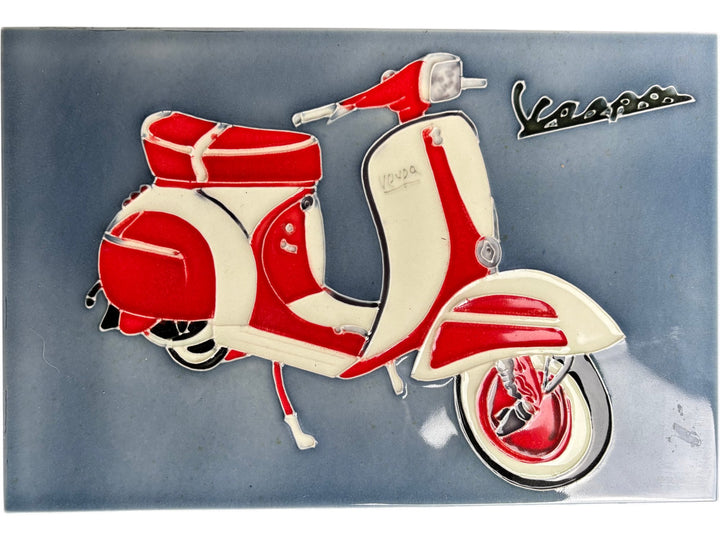 Vespa Themed Art Retro Scooter Design Decorative Plaque - Think Vintage