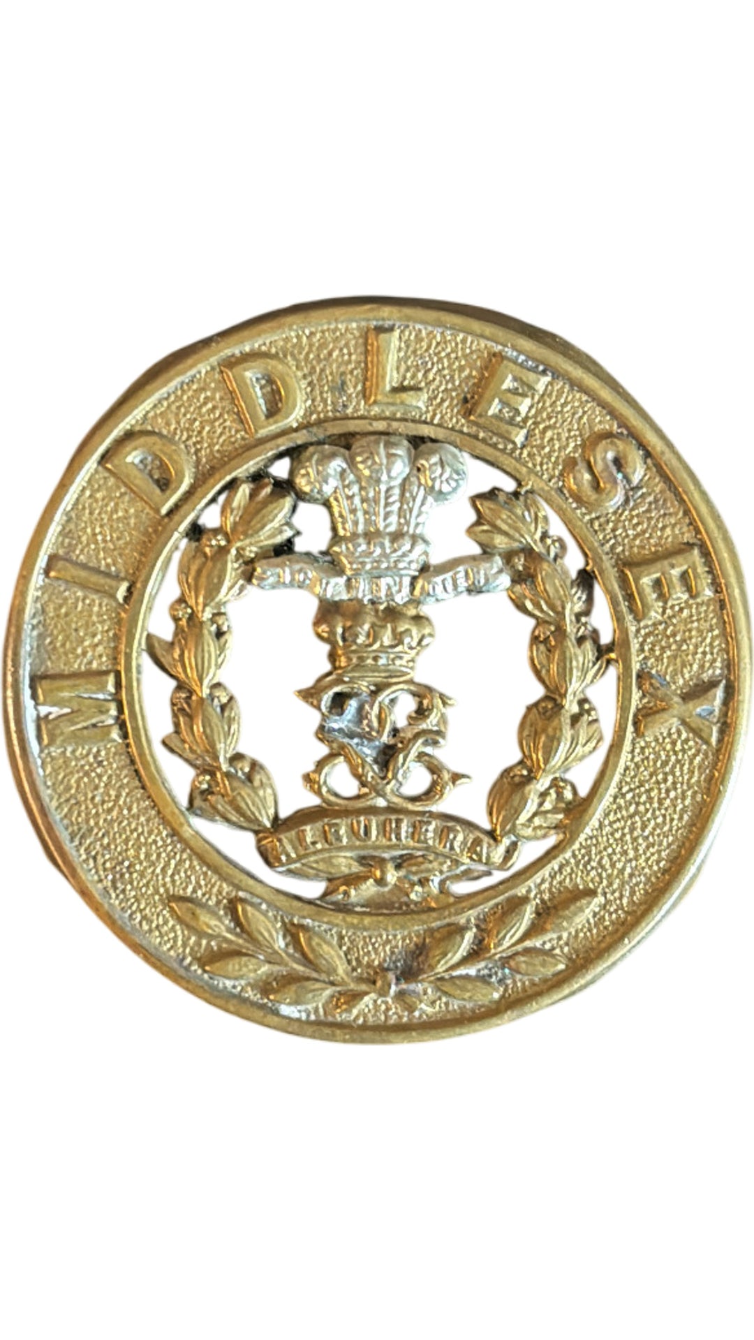 Victorian Era British 'Middlesex Regiment' Helmet Plate Centre Badge - Think Vintage Online Ltd