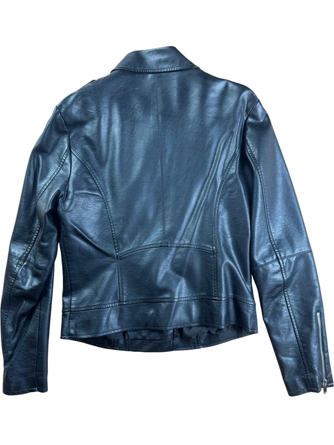 Vila Black Faux Leather Biker Jacket - S - Think Vintage ltd