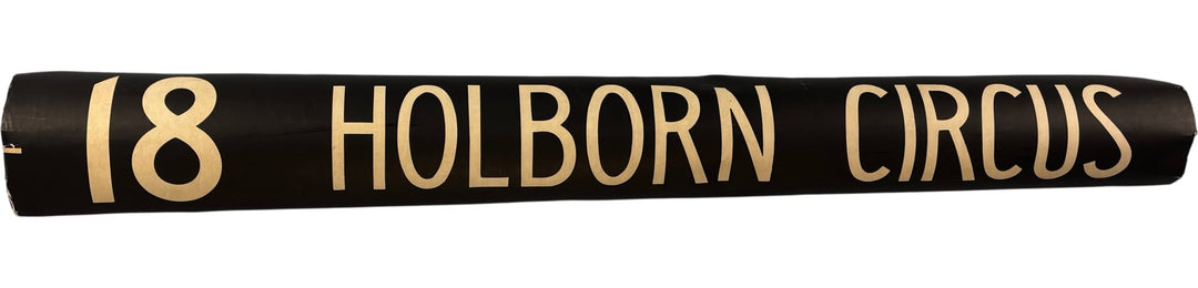 Vintage "18-Holborn Circus" Bus Destination Roll Sign - Think Vintage Online Ltd