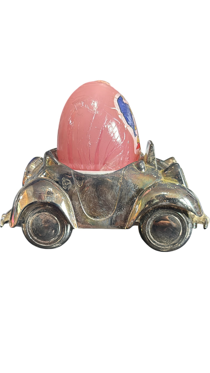 Vintage 1979 Noddy Silver Plated Car Egg Cup with Egg Candle by Grenadier - Think Vintage ltd