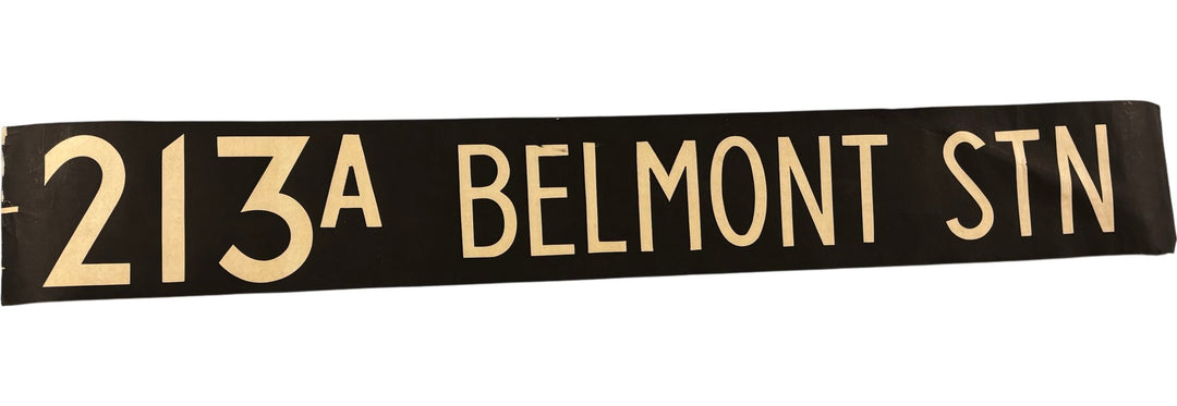 Vintage "213A-Belmont STN" Bus Destination Roll 'Section' (S) - Think Vintage ltd