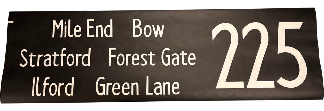 Vintage "225-Mile End/Bow/Stratford..." Bus Destination Roll 'Sections' (L) - Think Vintage Online Ltd
