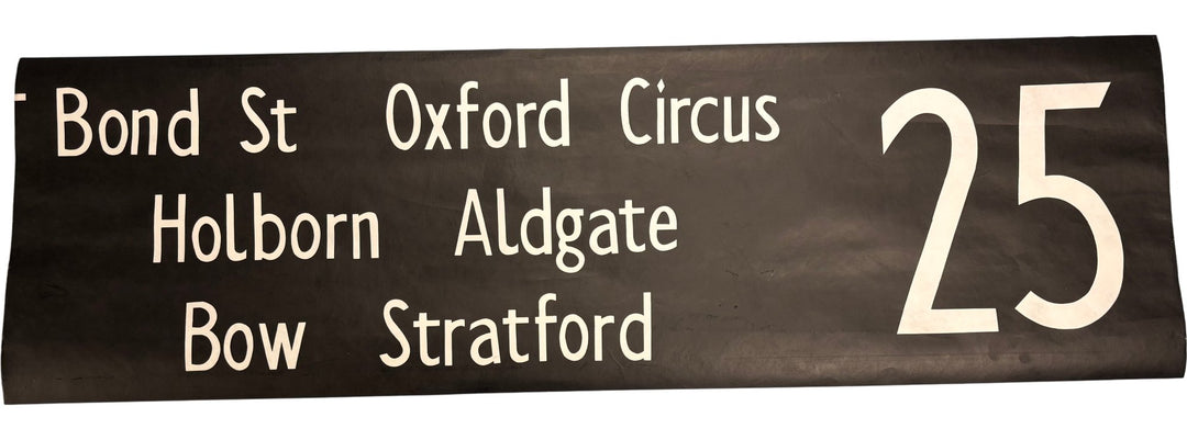 Vintage "25-Bond St/Oxford Circ/Holborn..." Bus Destination Roll 'Sections' (L) - Think Vintage ltd