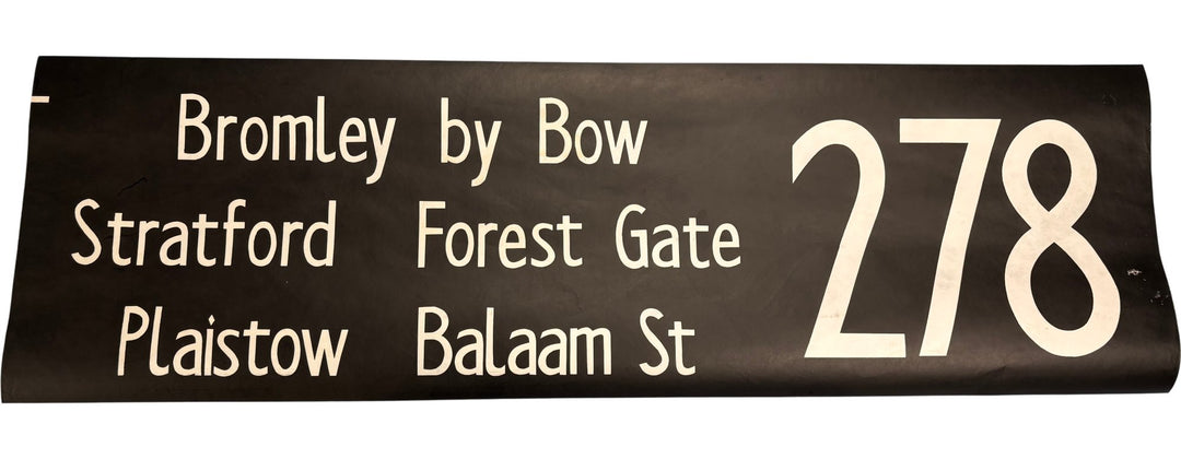 Vintage "278-BromleybyBow/Stratford..." Bus Destination Roll 'Sections' (L) - Think Vintage ltd