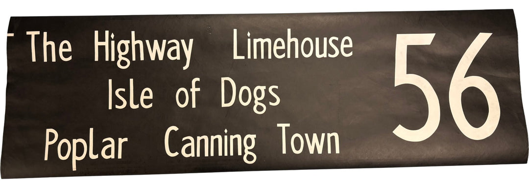 Vintage "56-The Highway/Limehouse...." Bus Destination Roll 'Sections' (L) - Think Vintage ltd