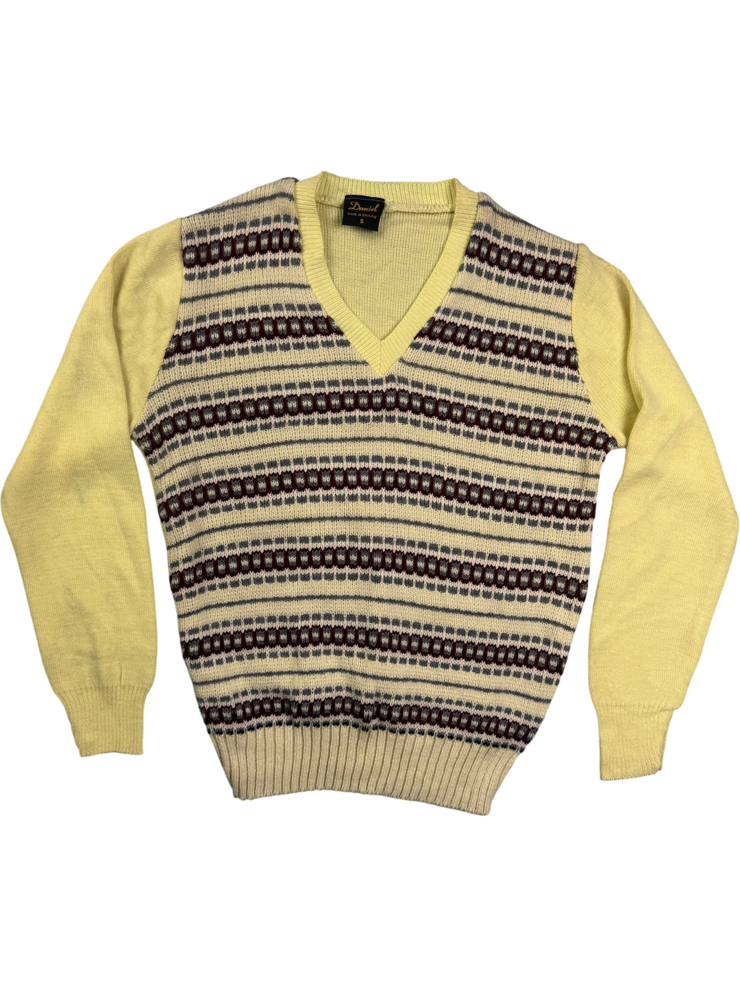 Vintage Acrylic V-Neck Sweater - M - Think Vintage ltd