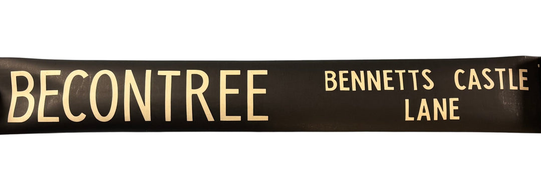 Vintage "Becontree-Bennetts Castle Lane" Bus Destination Roll 'Section' (L) - Think Vintage Online Ltd