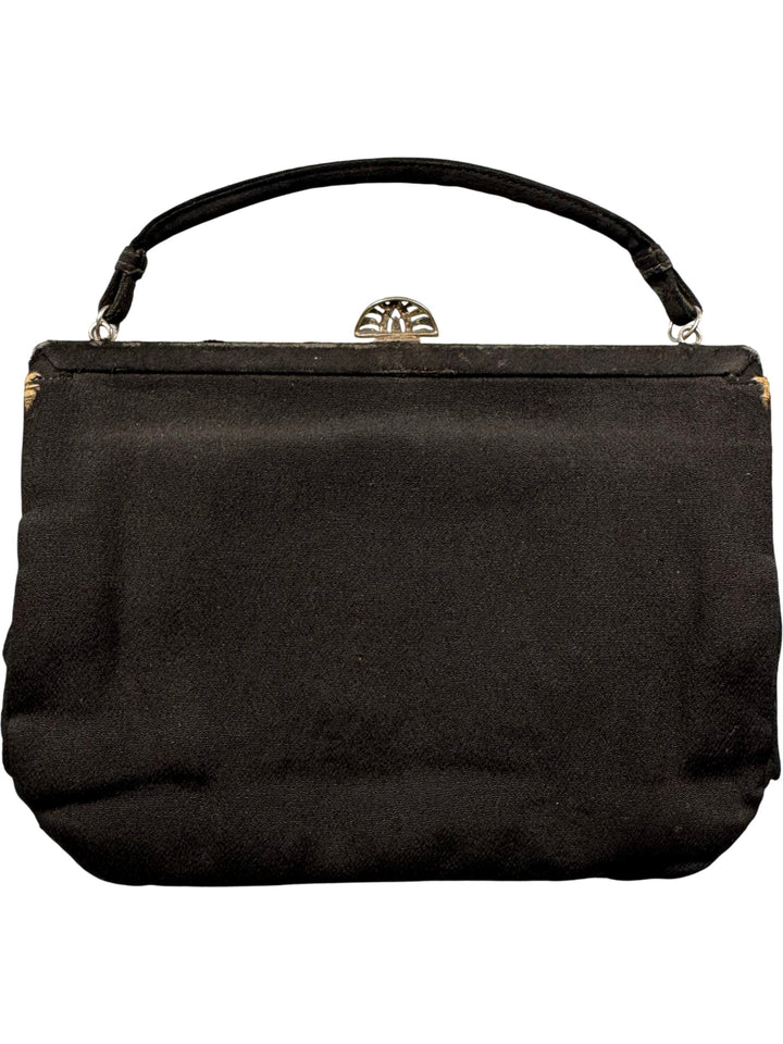 Vintage Black Evening Handbag with Ornate Clasp - Think Vintage ltd