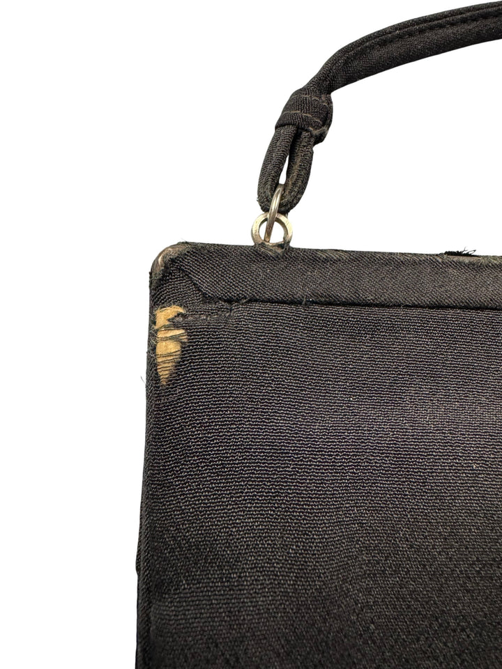 Vintage Black Evening Handbag with Ornate Clasp - Think Vintage ltd