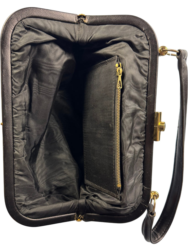 Vintage Black Frame Top Handle Bag - Think Vintage