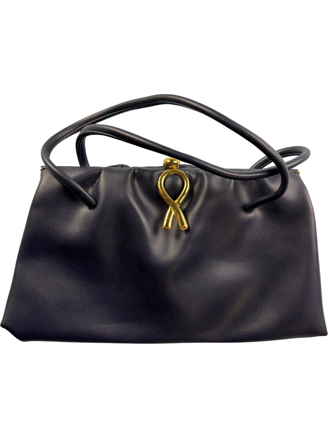 Vintage Black Handbag with Gold Accents - Think Vintage
