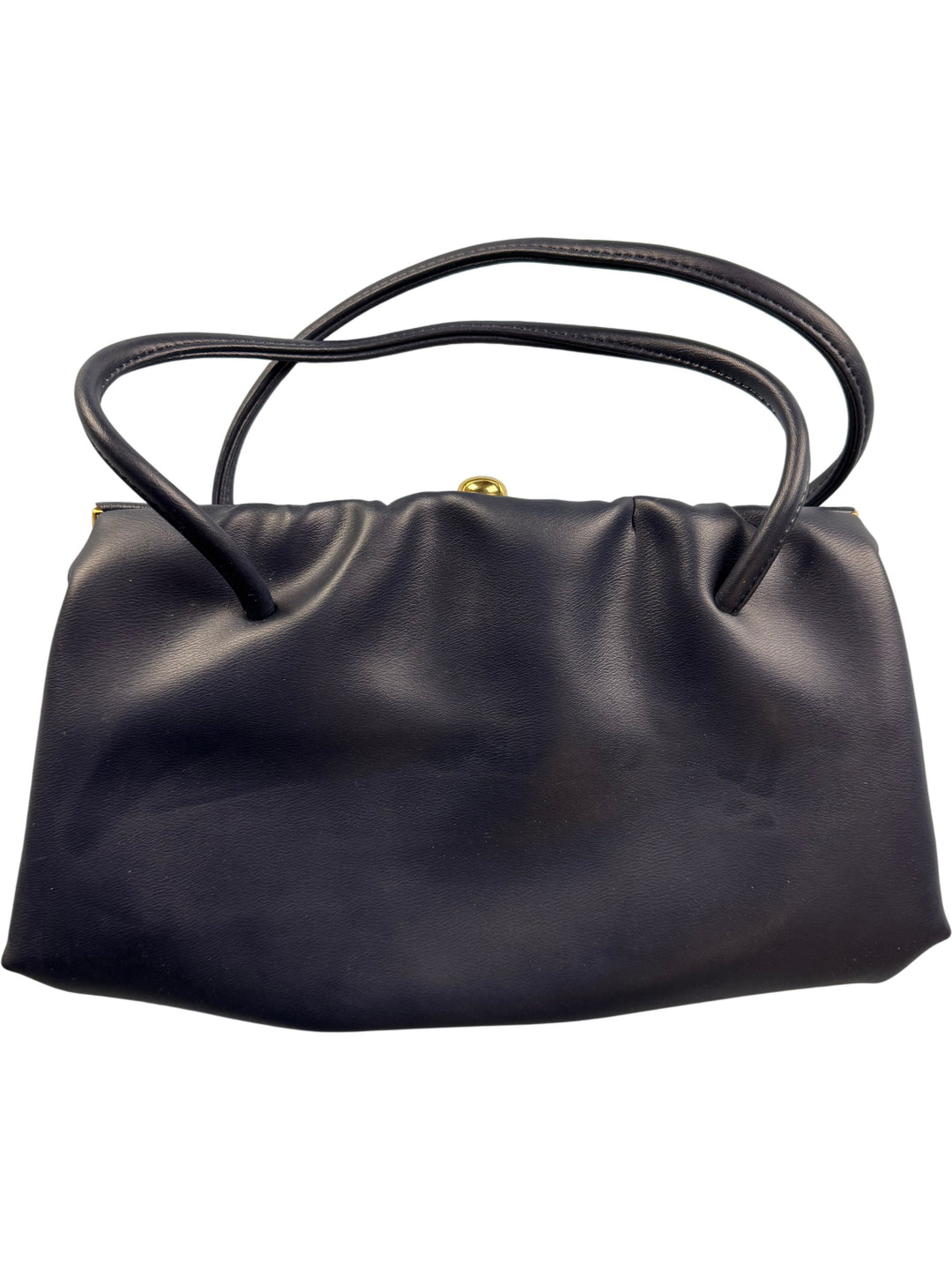 Vintage Black Handbag with Gold Accents - Think Vintage