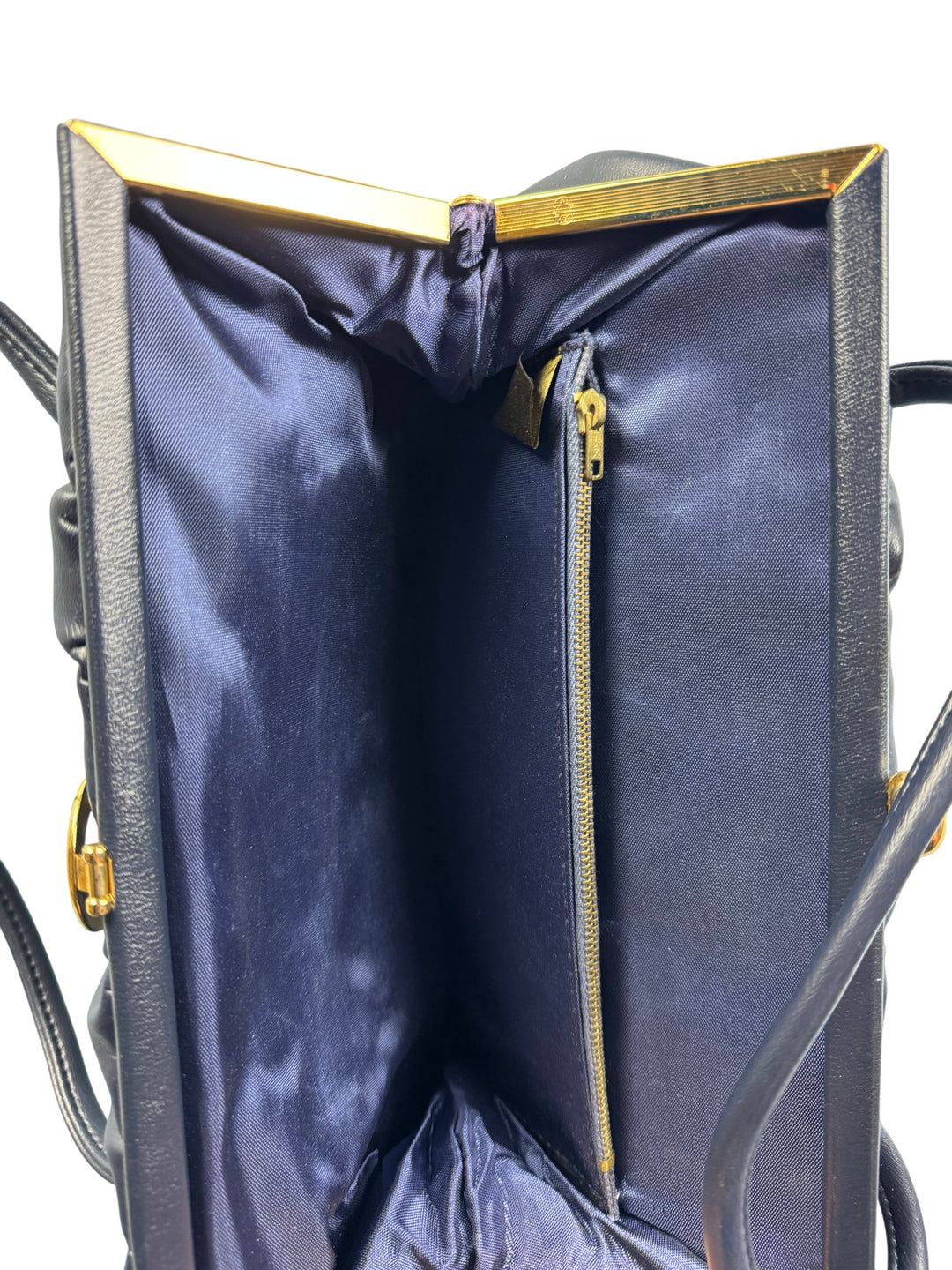 Vintage Black Handbag with Gold Accents - Think Vintage