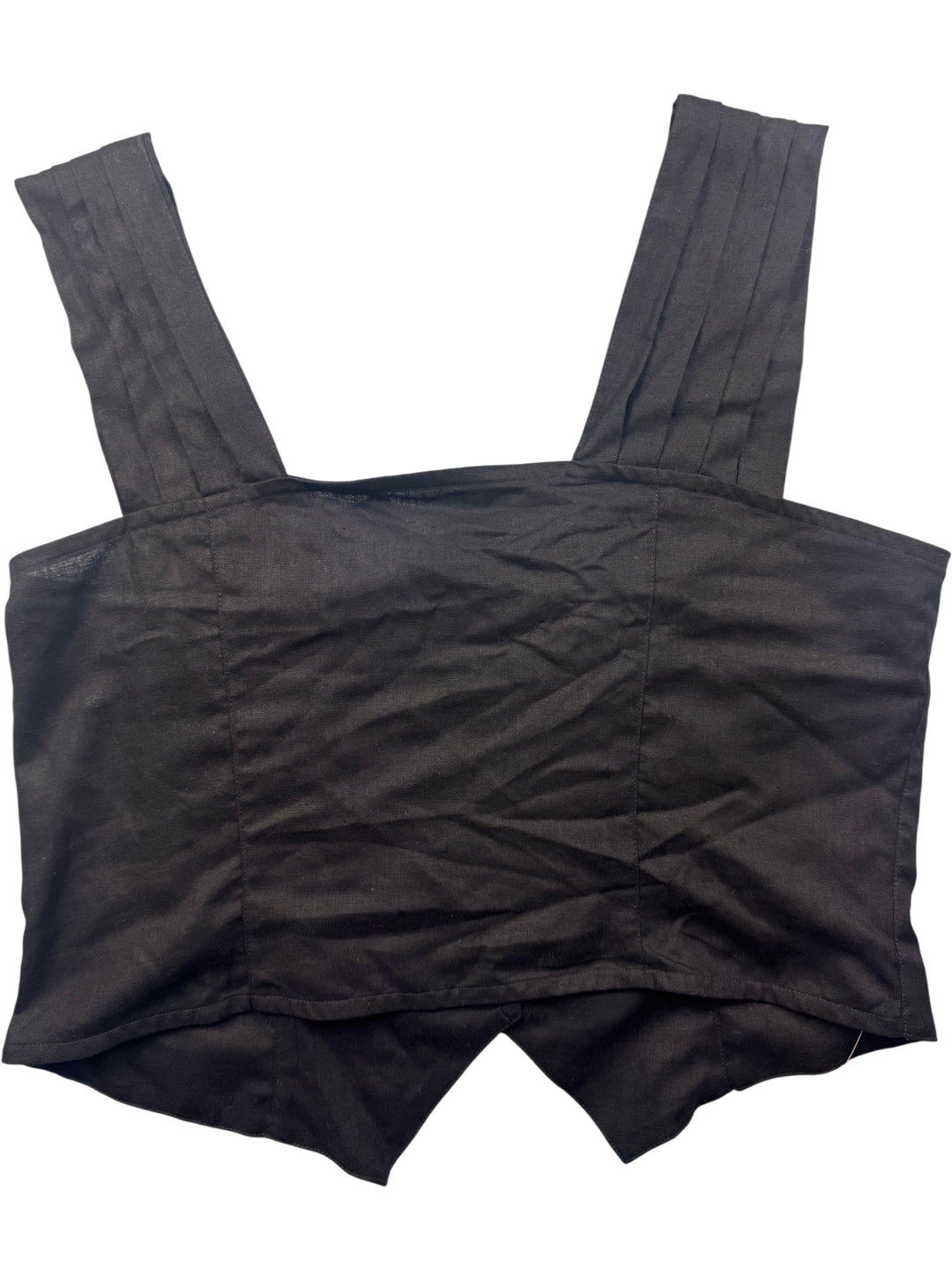 Vintage Black Sleeveless Crop Top - M