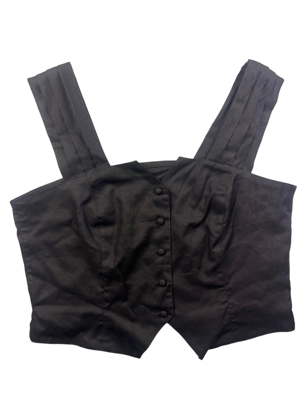 Vintage Black Sleeveless Crop Top - M - Think Vintage ltd