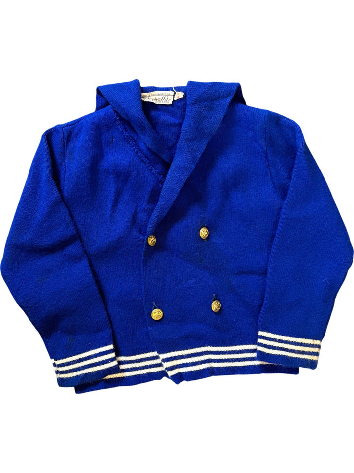 Vintage Blue Nautical Baby Cardigan - Age 5/6 - Think Vintage ltd