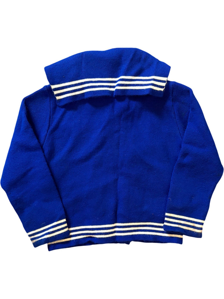 Vintage Blue Nautical Baby Cardigan - Age 5/6 - Think Vintage ltd