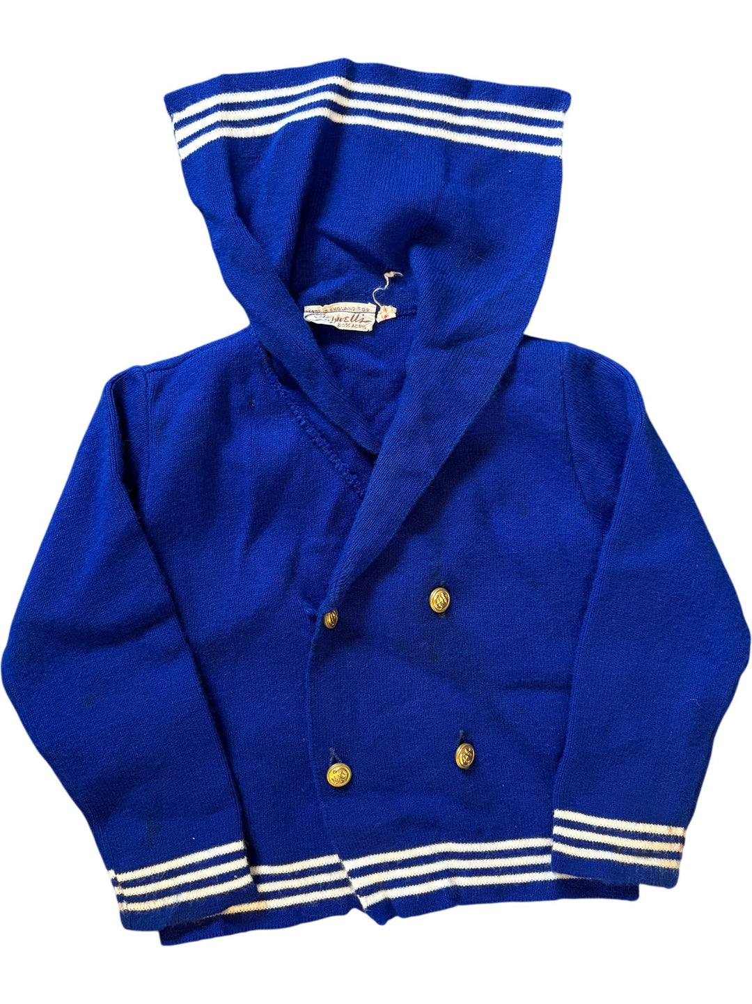 Vintage Blue Nautical Baby Cardigan - Age 5/6 - Think Vintage ltd