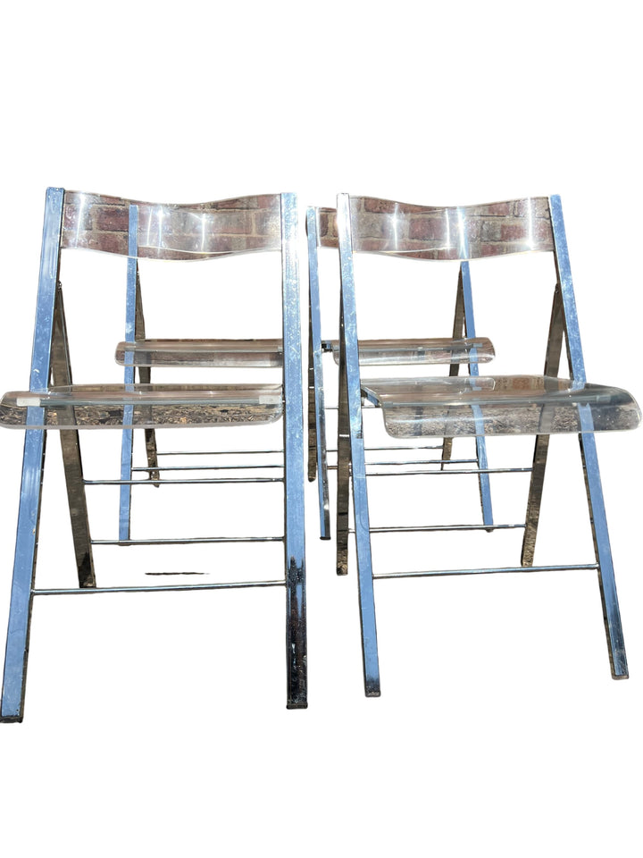 Vintage Boho Chrome and Metal Folding Chairs - Think Vintage