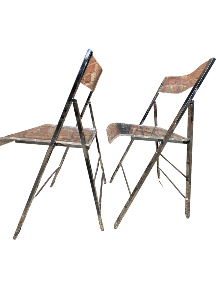 Vintage Boho Chrome and Metal Folding Chairs - Think Vintage
