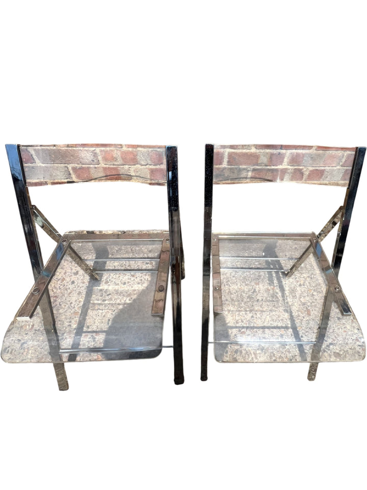 Vintage Boho Chrome and Metal Folding Chairs - Think Vintage
