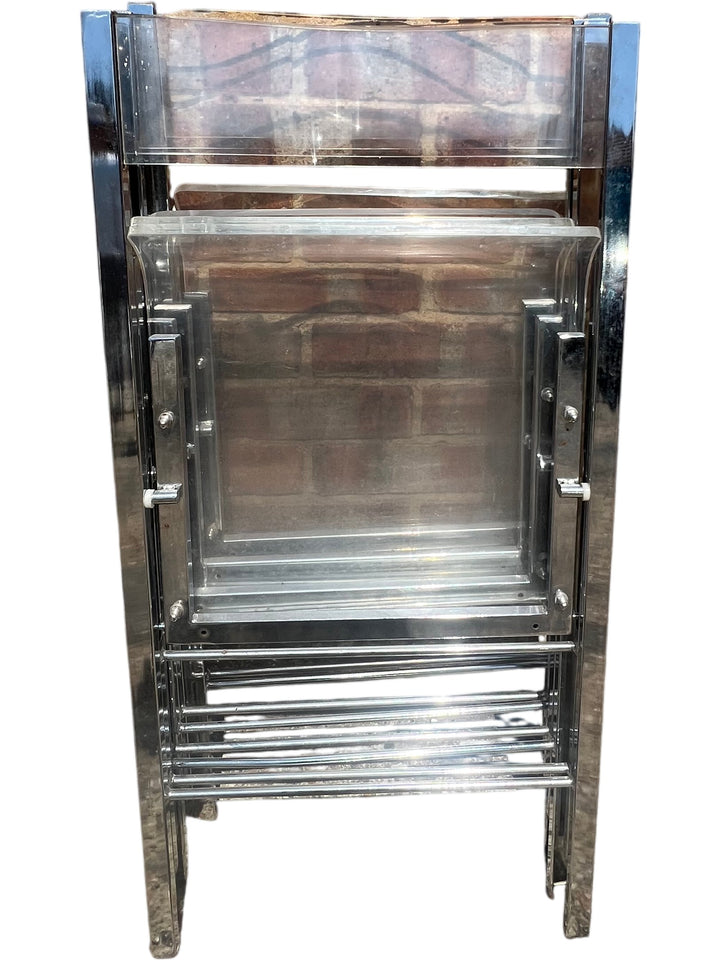 Vintage Boho Chrome and Metal Folding Chairs - Think Vintage