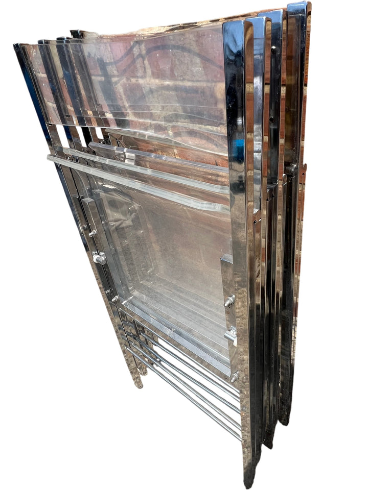 Vintage Boho Chrome and Metal Folding Chairs - Think Vintage