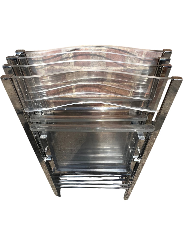 Vintage Boho Chrome and Metal Folding Chairs - Think Vintage