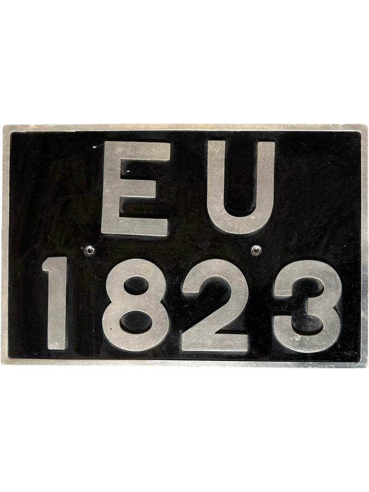 Vintage British Pre-1970's Number Plate EU 1823 Black and Silver - Think Vintage Online Ltd