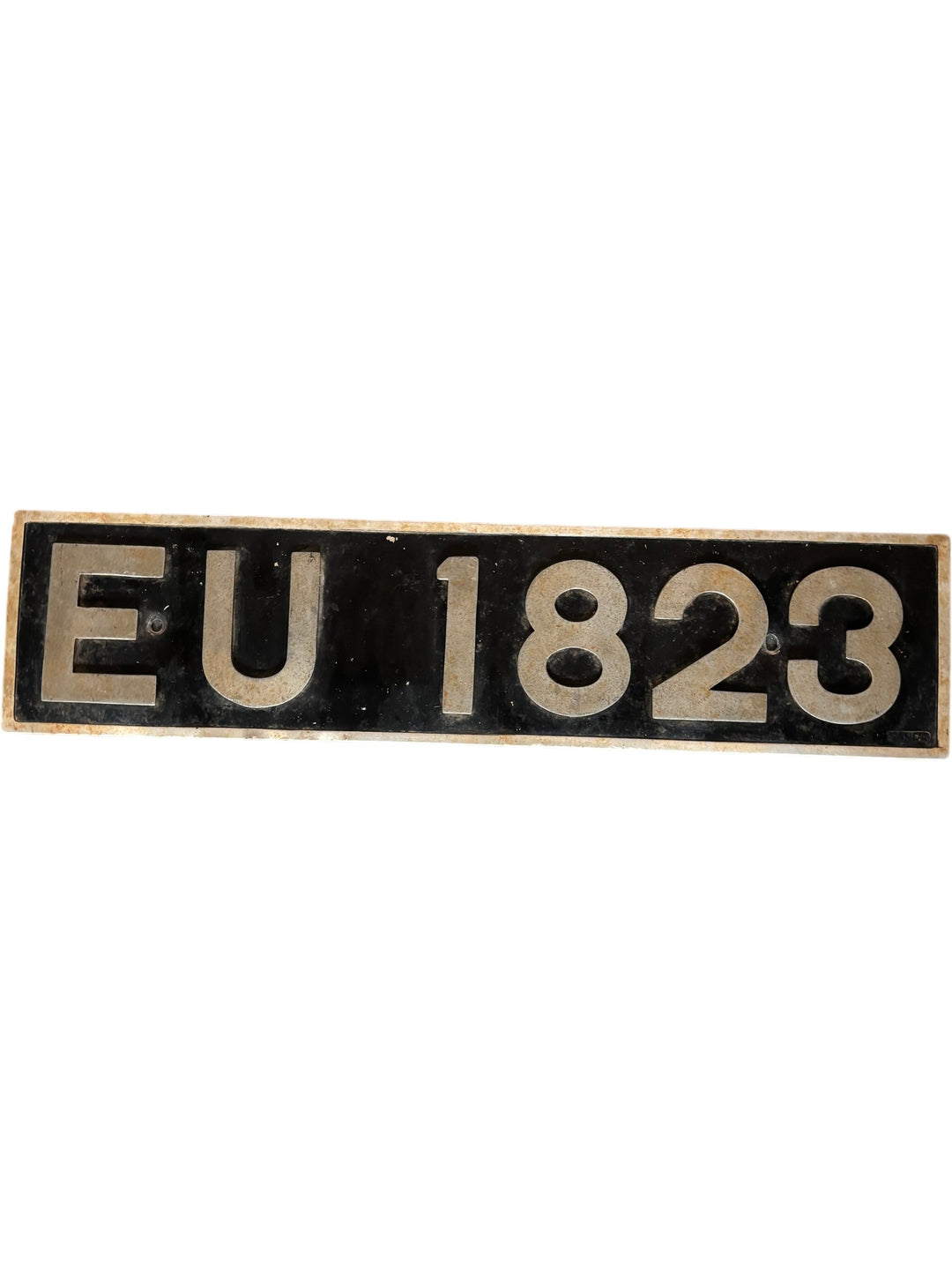 Vintage British Pre-1970's Number Plate EU 1823 Black and Silver - Think Vintage Online Ltd
