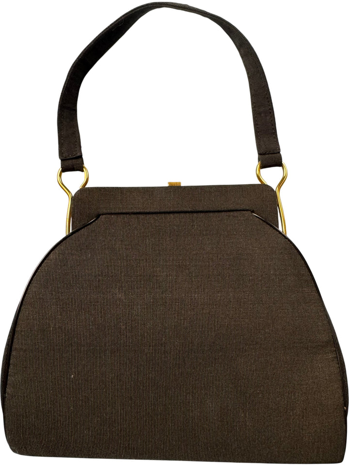 Vintage Brown Handbag with Gold Accents - Think Vintage