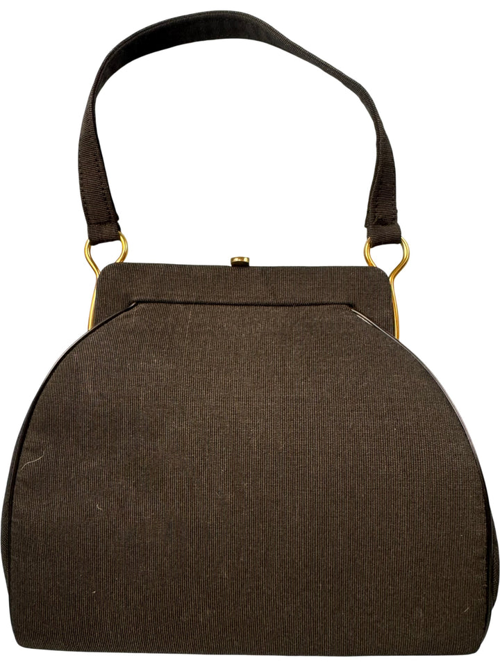 Vintage Brown Handbag with Gold Accents - Think Vintage