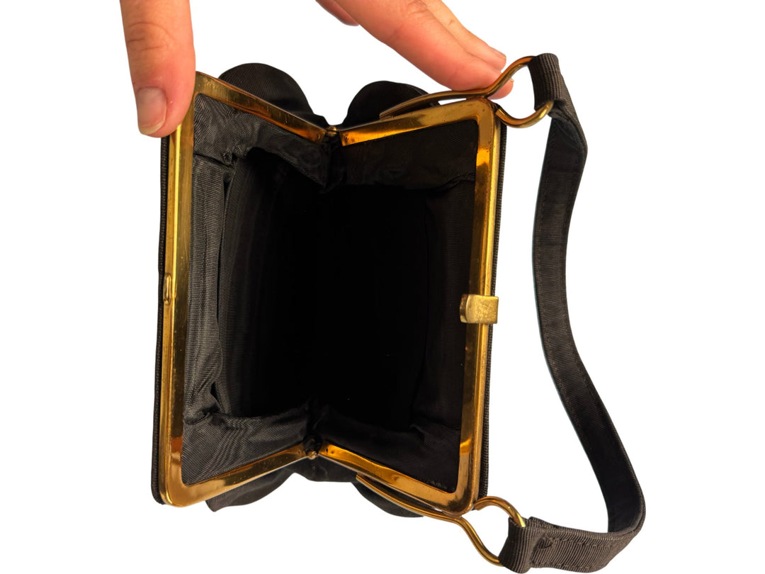Vintage Brown Handbag with Gold Accents - Think Vintage