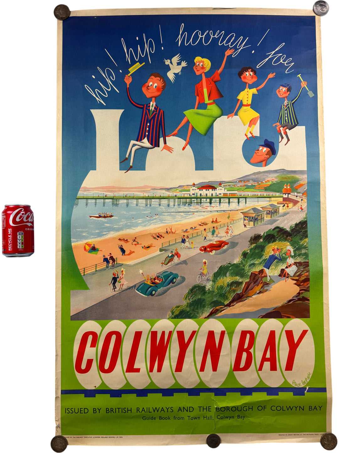 Vintage Colwyn Bay Poster 1950s British Railways Seaside Tourism Art - Think Vintage