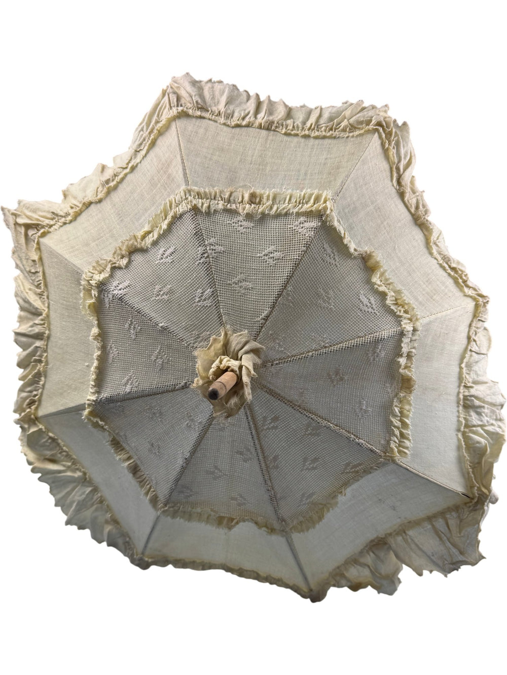 Vintage Cream Parasol with Lace Trim - Think Vintage ltd