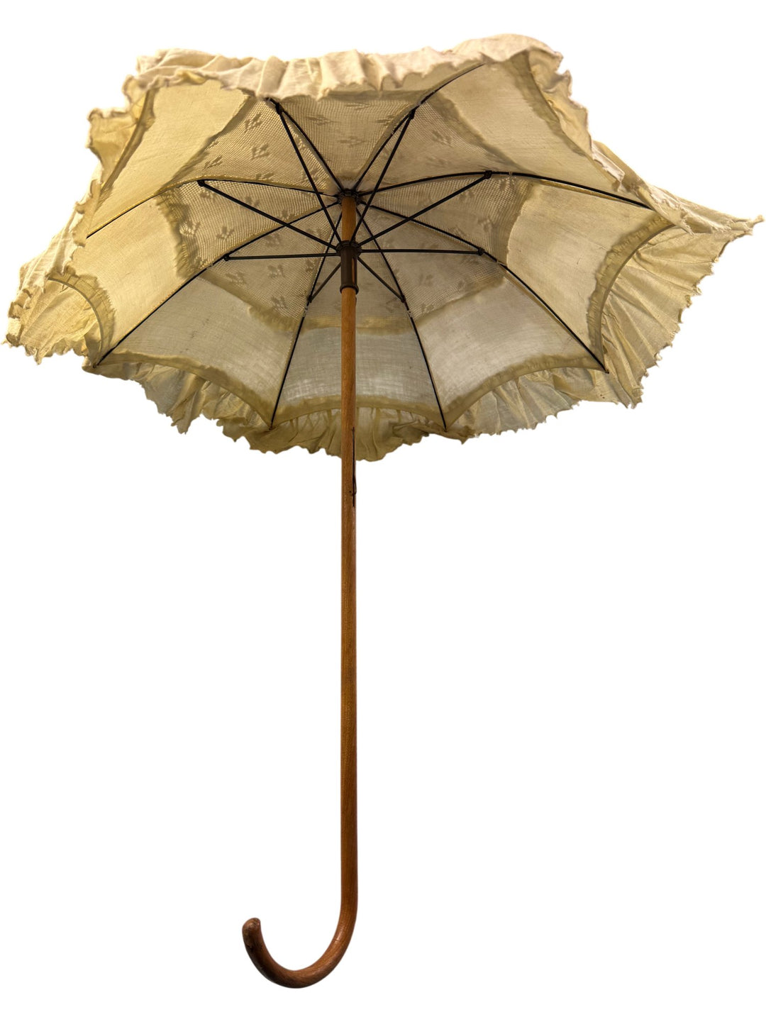 Vintage Cream Parasol with Lace Trim - Think Vintage ltd