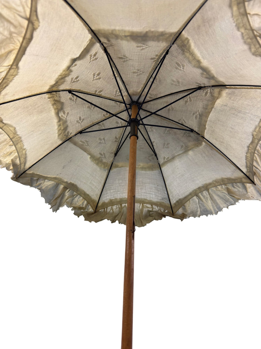Vintage Cream Parasol with Lace Trim - Think Vintage ltd