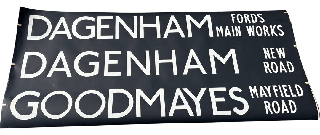 Vintage "Dagenham/Goodmayes" Bus Destination Roll 'Section' (L) - Think Vintage Online Ltd