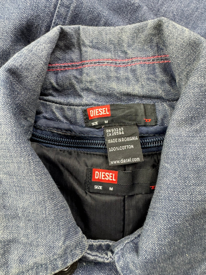 Vintage Diesel Long Denim Jacket - M - Think Vintage
