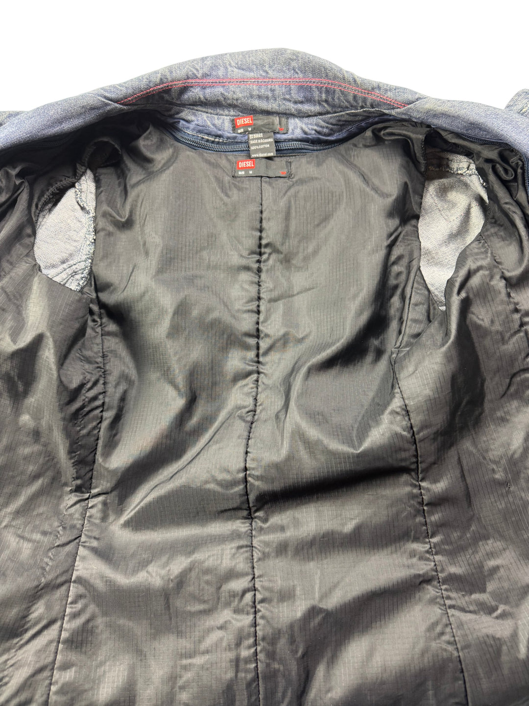 Vintage Diesel Long Denim Jacket - M - Think Vintage Online Ltd