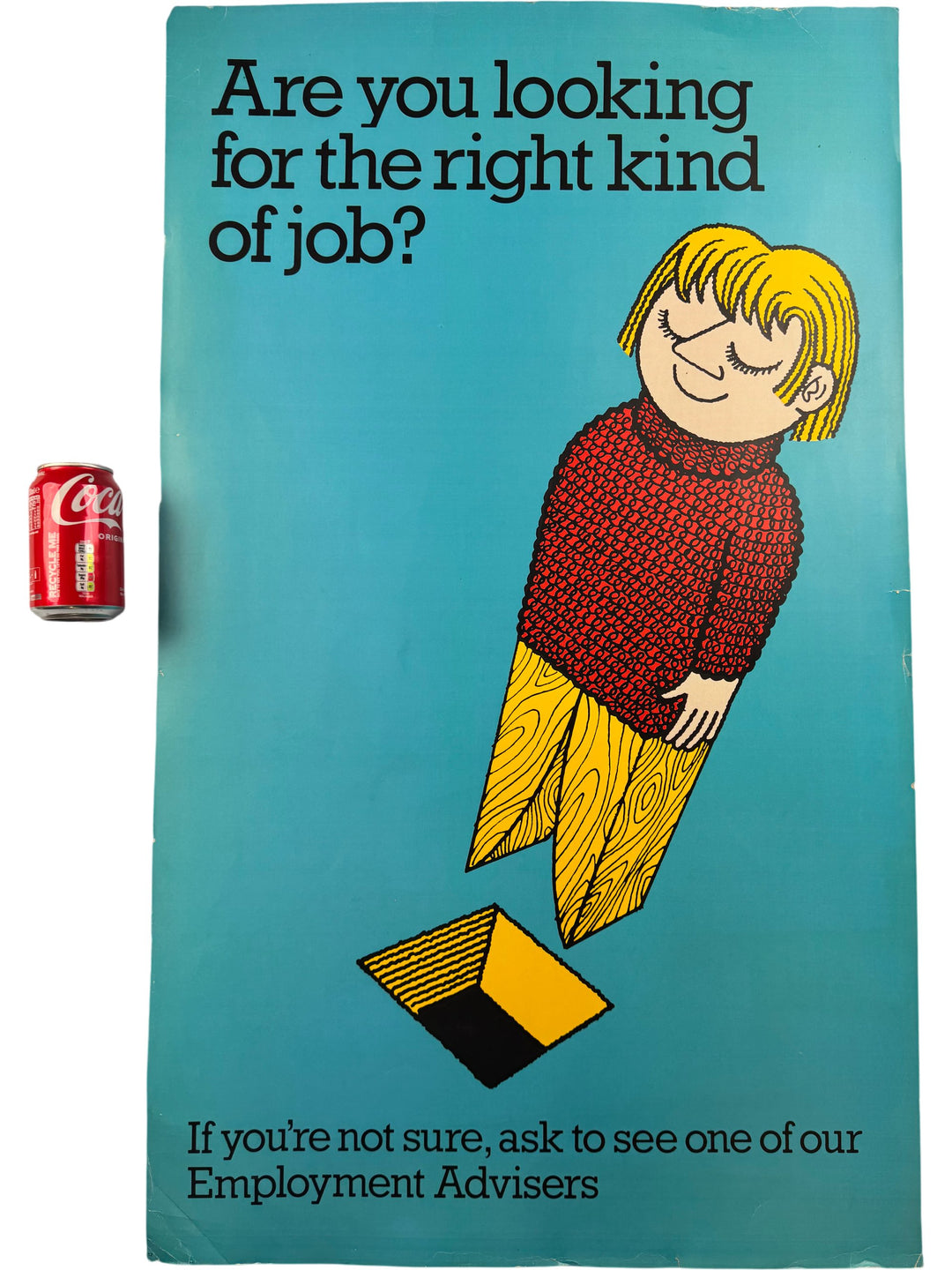 Vintage Employment Advisers Poster Colourful 1970s Job Theme - Think Vintage