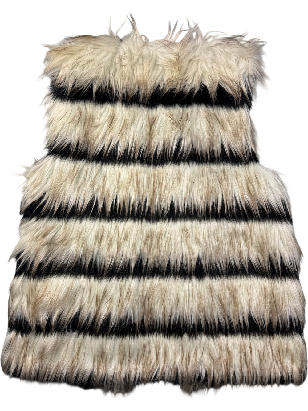Vintage Faux Fur Striped Vest - M - Think Vintage ltd